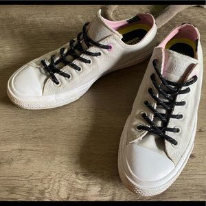 Converse with Lunarlon Allstars M8 W10 white with pink and navy trim